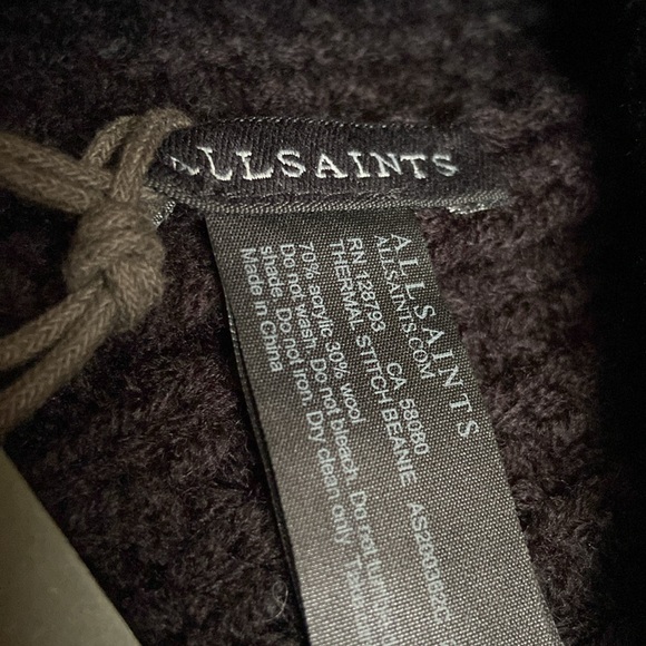 new allsaints thermal wool blend beanie / hat / cap / toque - Picture 5 of 6